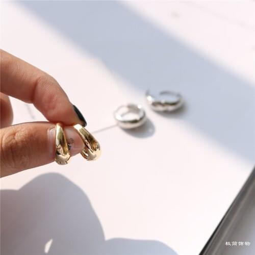 FFLACELL 2020 New Trend Retro Minimalist Gold Geometric Round Stud Earring for Women Girls Gift Party Bijoux