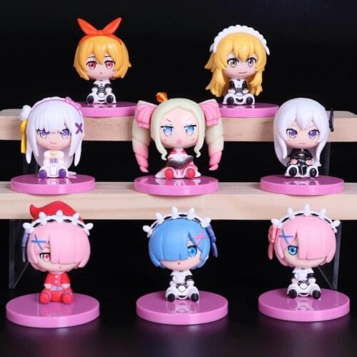 8pcs/set Anime Re:Life In a Different World From Zero Rem Ram Emilia Beatrice Petra Leyte PVC Figure Figurine Toy New No Box