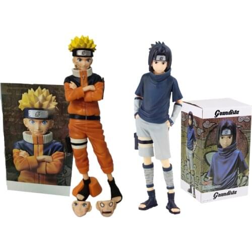 Naruto Uchiha Sasuke Uzumaki Naruto Anime Figures PVC Toys Childhood Shippuden Model Doll Action Figura Brinquedos 24cm Juguetes