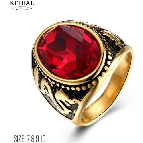 KITEAL 2018 newest Titanium Steel Red size 10 7 8 9 wedding ring for man Punk men jewelry ring men jewelry display