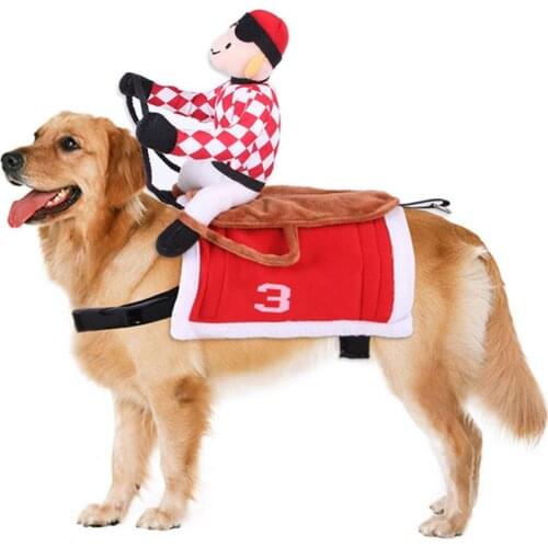 Dog Santa Claus Riding Costume Christmas Funny Pet Clothing Pet Dog Cosplay Clothing Party Using