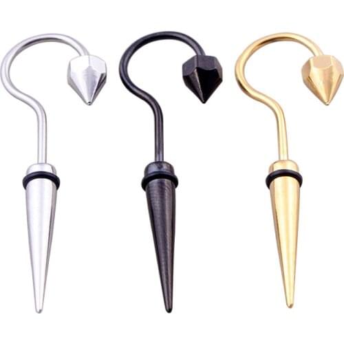 High quality Fashion Mens Spike Earrings Color Gold Black Titanium Steel Long Nail Spike Screw Earrings Brincos Jewelry