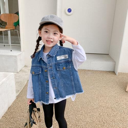 Fashion Denim Waistcoat Jacket for Baby Girls Boys Spring Autumn Toddlers Kids Sleeveless Jean Vest Coat Childrens Outerwear