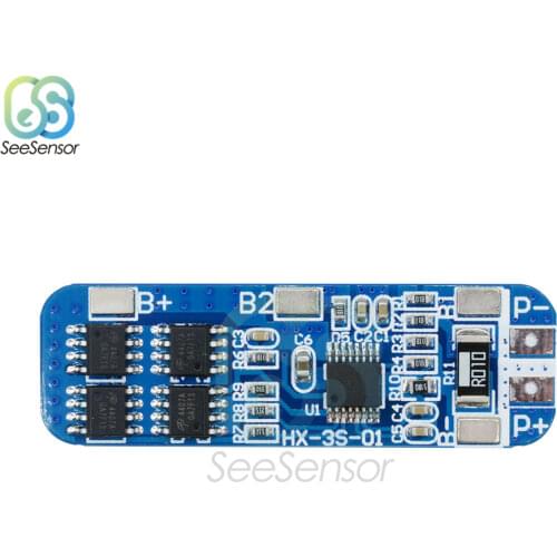 3S 10A 12V Lithium Battery Charger Protection Board Module for 3pcs 18650 Li-ion Battery Cell Charging BMS 10.8V 11.1V 12.6V