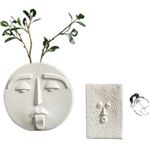 Nordic Style Modern Face Mask Ceramic Vase Home Decoration s Head Matte Table Flower For Wedding Prop M76