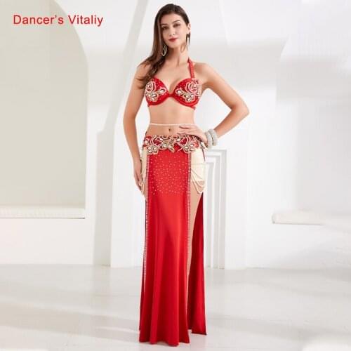Tribal belly dance clothes Sexy women Oriental Dance Competition Suit Bra and skirt 2pcs Lady Professional Performance costumes