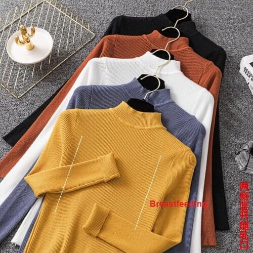 Autumn Winter Maternity Nursing Sweaters Stripe Postpartum Breast Feeding Knitting Pullovers for Pregnant Women Pregnancy Top