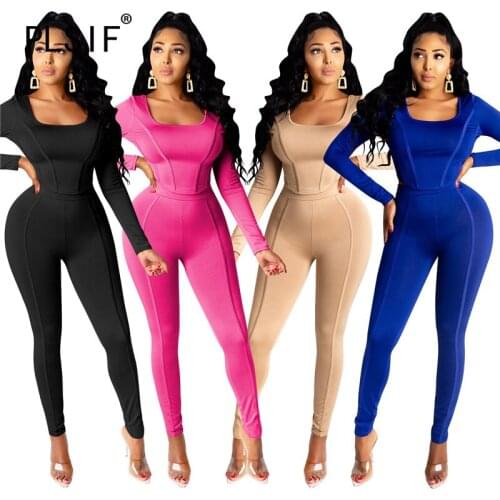 PLSIF Special design women set long sleeve solid color women suit lady casual sheath matching tracksuits