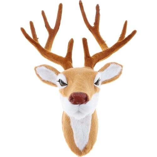 Realistic Animal Simulation Faux Fur Deer Head Wall Hanging Sculptures