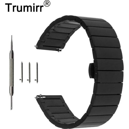 20mm Quick Release Band for Moto 360 2 42mm Samsung Gear S2 Classic R732 R735 Stainless Steel Watch Strap Bracelet Black Silver