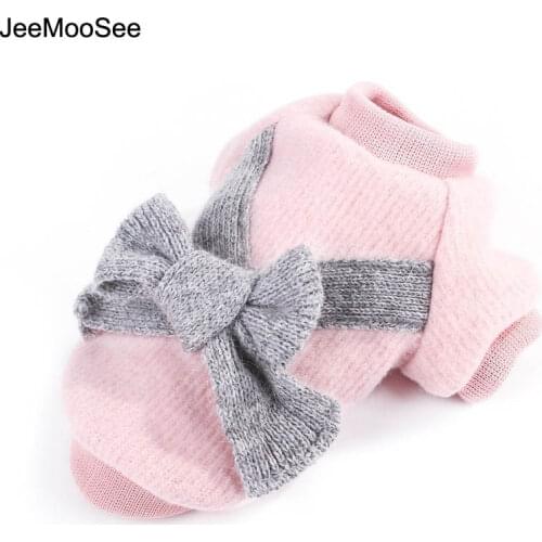 PUOUPUOU Luxury Cute Dog Clothes Thicken Warm Pet Dog Clothes Bow Sweater Cotton Winter Soft for Small Medium Dogs Coat XS-2XL