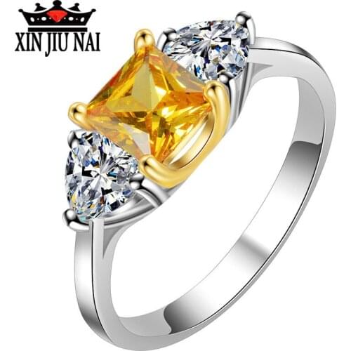 925 sterling silver Luxury natural yellow diamond love gorgeous marriage ring temperament simple fashion new jewelry