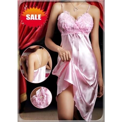 Sexy lingerie Underwear Pink Long Night dress Sleepwear 2177 free shipping