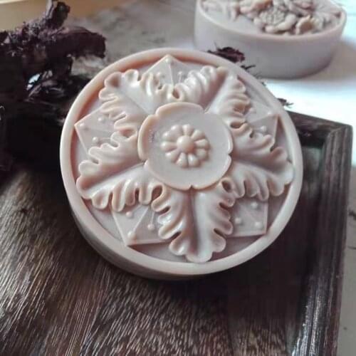 Great-Mold Flower Silicone Soap Mold Round Handmade Silicone Molds for Soap Decorating Chocolate Fondant Mould