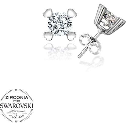 Silverlina Silver Swarovski Zirconia Cubic Zirconia Solitaire Earrings
