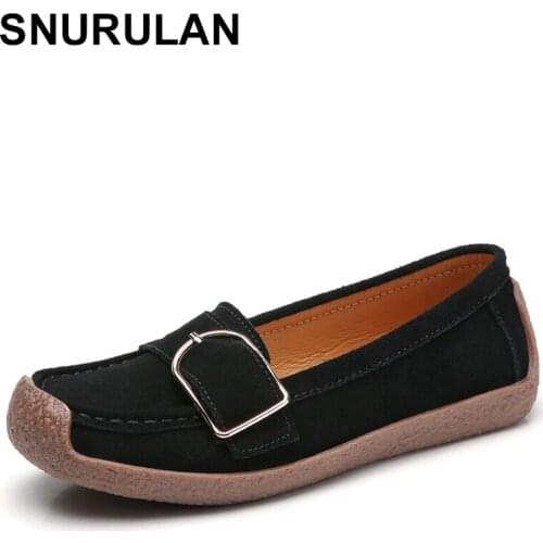 SNURULANspring autumn casual shoes women moccasins genuine leather shoes women moccasins suede shoesE109