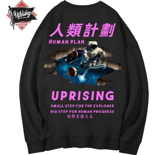 UPRISING Hoodies, Sweatshirts Colour Block Astronaut Print long Sleeve MensFashion Streetwear Swag Couple Hoodies Sweatshirts