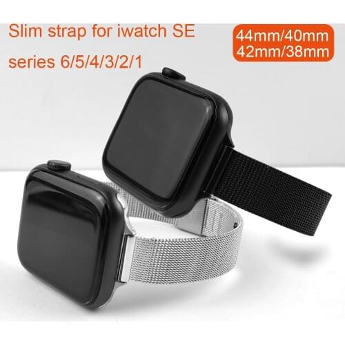 Slim Strap for Apple Watch Band SE Series 6/5/4/3/2/1 38mm 42mm 40mm 44mm Stainless Steel Wristband Bracelet iWatch SE Women Men