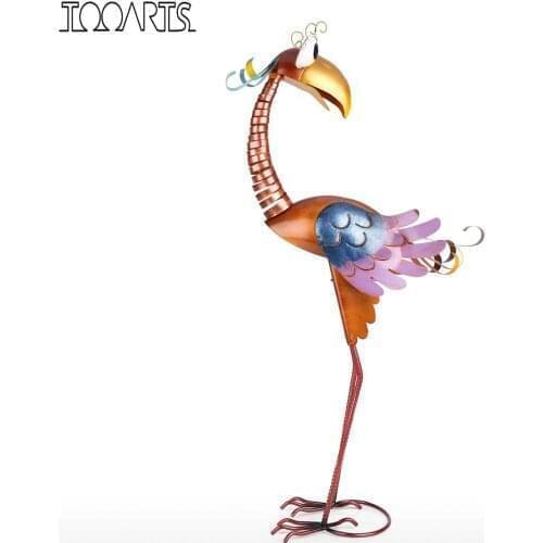 Tooarts garden decoration Cartoon Toucan Sculpture, Iron Bird Sculpture Animal Ornament Artwork for Garden Backyard Porch