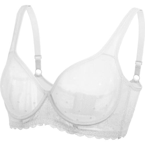Vgplay Ultra-thin Lace Bra Unlined See Through Women Bra Plus Size Lace Lingerie Hollow Out Mesh Underwear Minimizer Brassiere