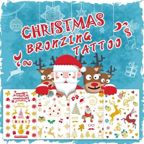 Waterproof temporary tattoos sticker face tattoo kids fake children body art deer Bows bells Christmas nail joker stickers