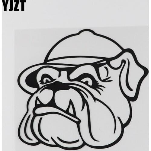 YJZT 13.9CMX12.8CM Creative Angry Dog Head Decal Vinyl Car Sticker Black/Silver 8A-0619