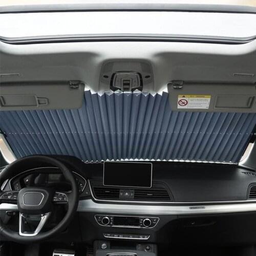 Car Windshield Curtain Retractable Set Folding Car Sunshade Cover Reflective Film Curtains Anti-UV Foldable Sunshade Covers