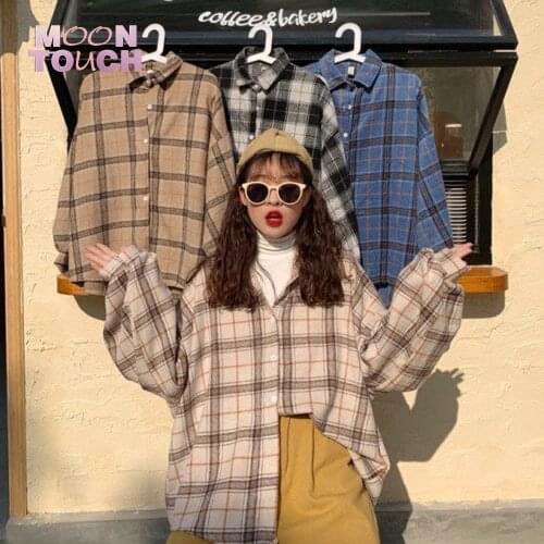 MRWILK Women Plaid Warm Shirt Female Jacket Checked Coat Casual Turn-down Collar Long Sleeve Autumn Fashion Loose Outwear Tops