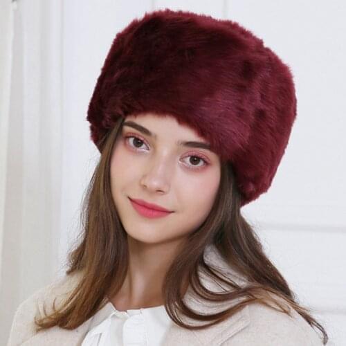 Women Autumn Winter Fluffy Faux Fur Hats New Lady Soft Warm Cap Beanies Ear Protect Rabbit Fur Casual Hats Headdress Wholesale