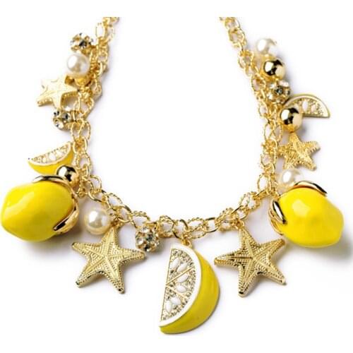 BLUELANS 2019 Korean style Creative Starfish Lemon Charm Bracelets for women Summer Beach Fruit bracelet fashion jewelry