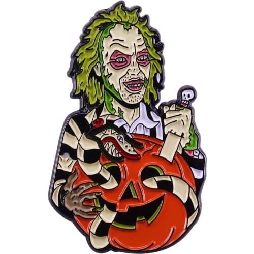 Beetlejuice pin creepy Halloween gift retro Gothic horror comedy movie fans collection