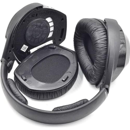 1Pair Frog Skin Leather Earpads Ear Cushion Cover Replacement for Senn-heiser HDR RS175 Headphone Headset Black Color