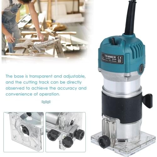 110V 800W Trim Router 30000r/min with Transparent Base Edge Guide Wood Laminate Electric Trimmer Compact Palm Router Corded