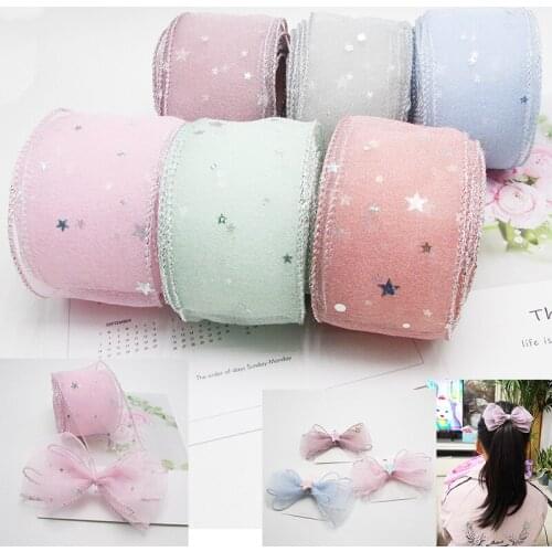 20 Yards Korean-Style Star Sequined Yarn Silver Thread Piping DIY Handmade Childrens Hair Bow Accessories Spot Wholesale