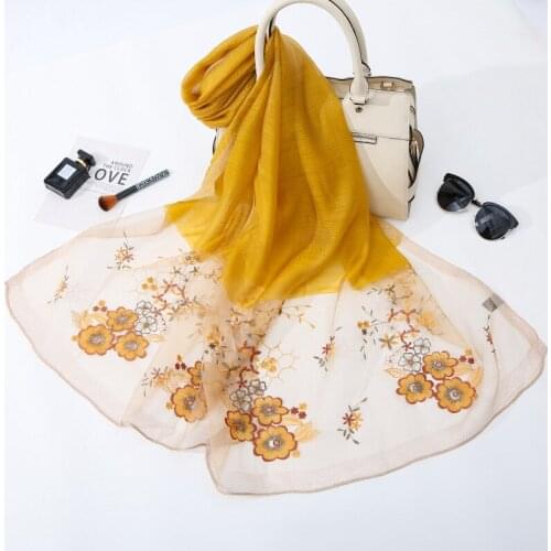 2020 New Silk Wool Scarf Embroidered Women Fashion Shawls And Wraps Lady Travel Pashmina High Quality Winter Neck Scarves