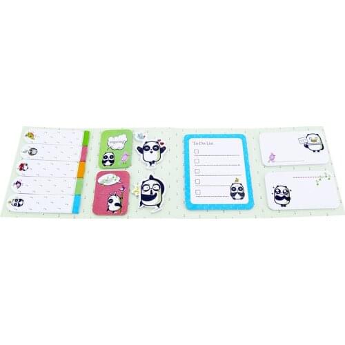 4A Printed Sticky Notes,Kawaii Cute Stationery Memo Pad,Self-Stick Notes,4 FoldIng Page,PANDA,11.5 x 3.5 Inches,4A 6523