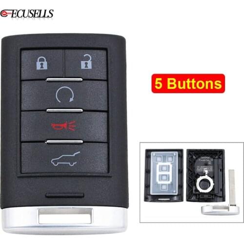 5 Button Remote Car Key Shell Case Housing Cover with Uncut Blade For Cadillac ATS SRX STS CTS DTS