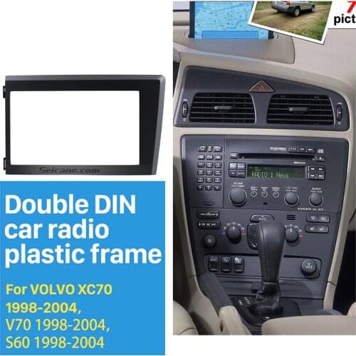 Seicane 2Din Car Radio Fascia for 1998 1999 2000 2001 2002-2004 Volvo XC70 V70 S60 Stereo Plate Trim Kit Frame Panel Dash CD