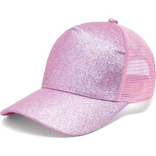 Women Cap Hat Summer Baseball Caps Sequins Shiny Messy Bun Snapback Hat Sun Caps Women Girl Ponytail Cap Ponytail Baseball Caps