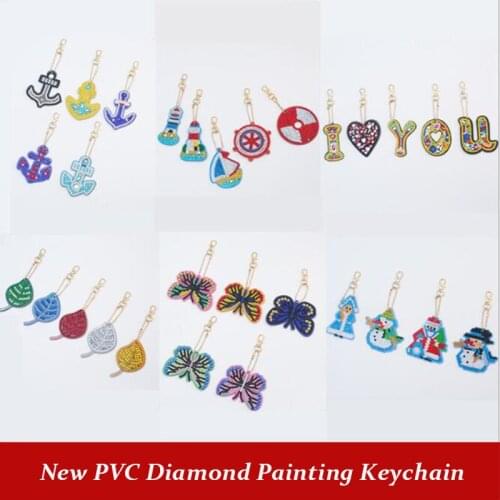 DIY Full Drill Special Diamond Painting Keychain Cartoon Snowman butterfly Women Bag Pendant Keychains Jewelry Key Ring Gifts