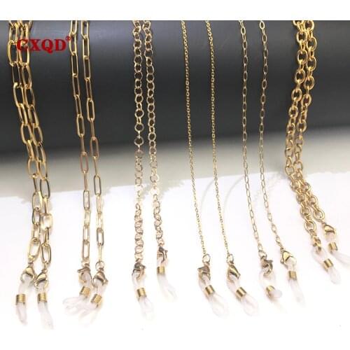 Stainless Steel Gold Color Hang Masks Chain Necklace Women Men Hot Glasses Chains Holder Sunglasses Strap Eyewear Rope Neck Cord
