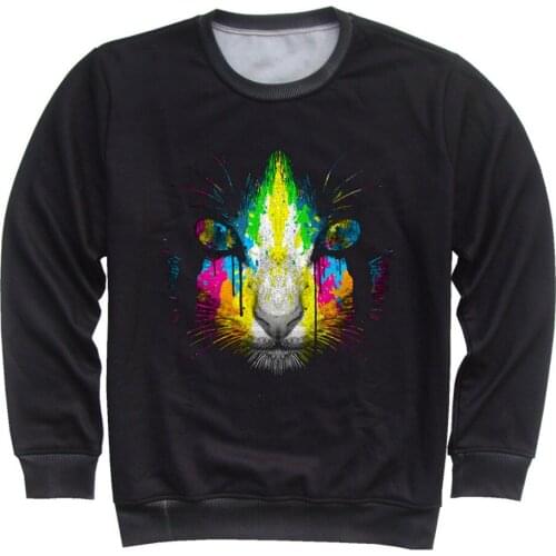 Children Black Color 3D Printing Hoodies Colorful Paint Animal Cat Wolf UFO Galaxy Design Boys Girls Sweatshirts Kids Pullovers