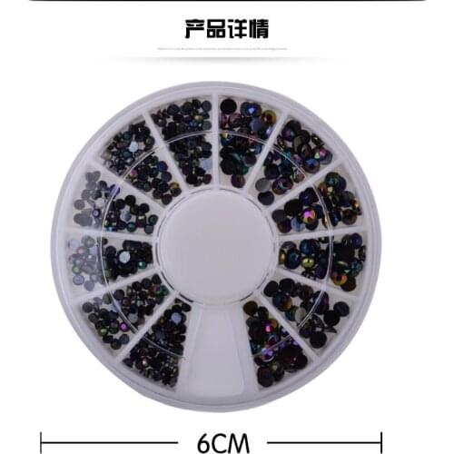 Hot Black AB Rhinestone 3d Nail Art Tips Gems Glitter Decoration Wheel DIY Craft Decorations (2mm, 3mm mixed size), WERE788989MY