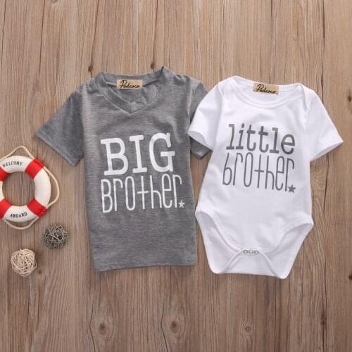 Price for 1PC Baby Boys Brother T-shirt Bodysuit Jumpsuit Clothes Big Little Brother Children Clothing Summer T-shirts