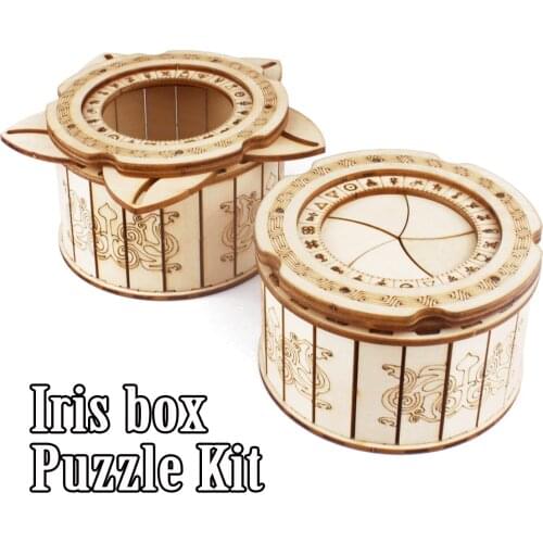 Iris Box Mechanical Gear Treasure 3D Wooden Puzzle Craft Toy Brain Teaser DIY Model Building Kits Gift for Adults Teens