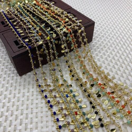 Crystal Handmade Copper Chain Color DIY Production Ladies Necklace Jewelry Accessories Handicraft Decoration 1 Meter 9x3mm