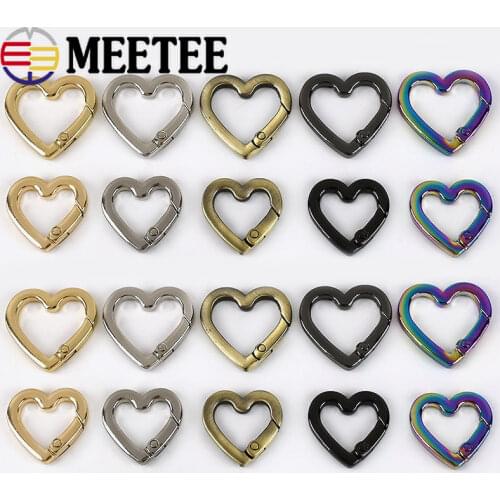 Meetee 5/10pcs 15/19mm Heart Spring Coil Hook Buckle Openable Key Ring Pendant Connecting Buckles DIY Snap Springs Clasp BF776
