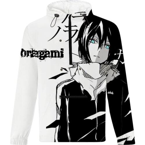 Japan Anime Noragami 3D Print Mens Hooded Jacket Slim Fit Long Sleeve Homme Trendy Windbreaker Coat Brand Clothing Streetwear