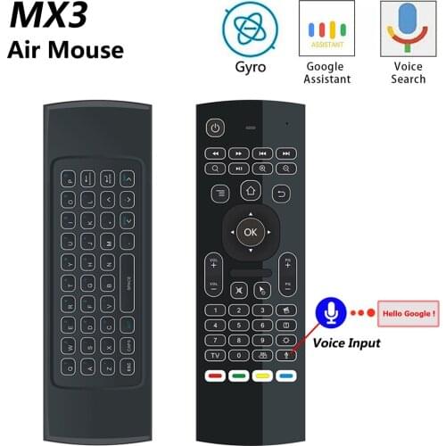 MX3 voice Backlit Air Mouse T3 Google Smart Remote Control IR 2.4G RF Wireless Keyboard For X96 mini H96 MAX X2 PRO Android TV