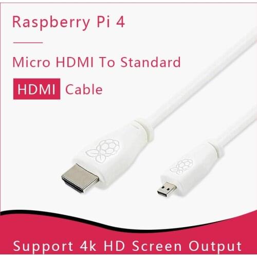 Official Raspberry Pi 4 Micro HDMI to Standard HDMI (A/M) 1m & 2m Cable